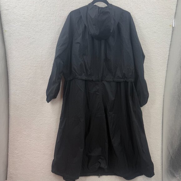 Athleta Black hooded Longline Parka rain jacket full zip relaxed Light  sz XL - Picture 2 of 12